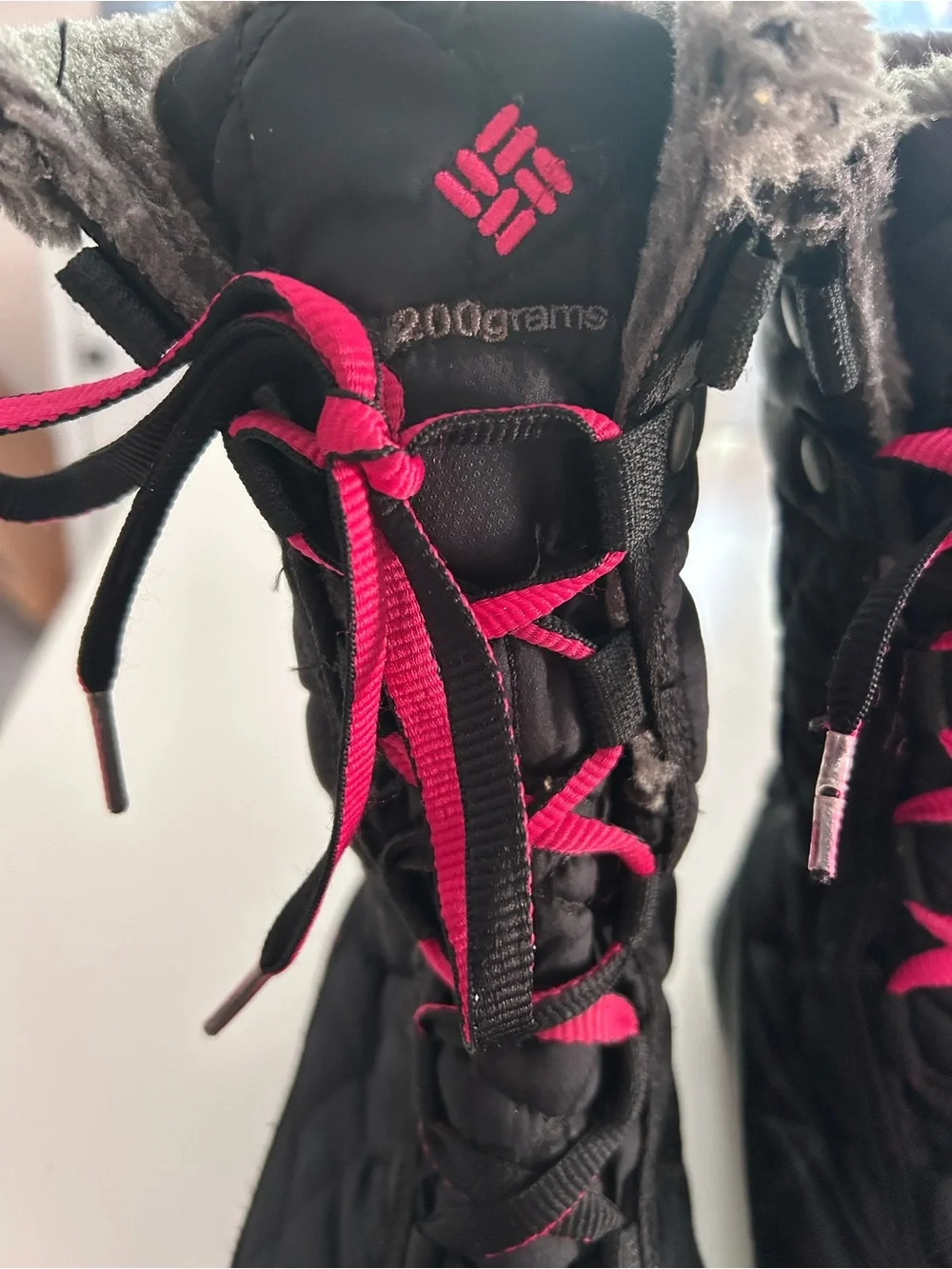 Columbia Black and Pink Winter Lace Up Boots